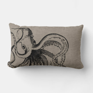 Coussin Rectangle Illustration Rustique Vintage Octopus