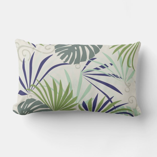 Coussin Rectangle Illustration stylisée de plantes d'intérieur pâle (Recto)