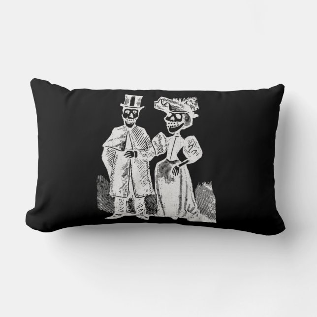 Coussin Rectangle Illustration traditionnelle de couple de Calavera  (Recto)
