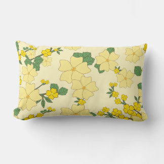 Coussin Rectangle Illustration vintage de motif floral jaune