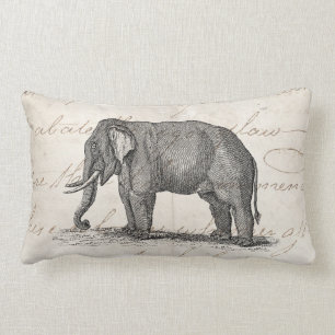 Coussin Rectangle Illustration vintage d'éléphant de 1800s -