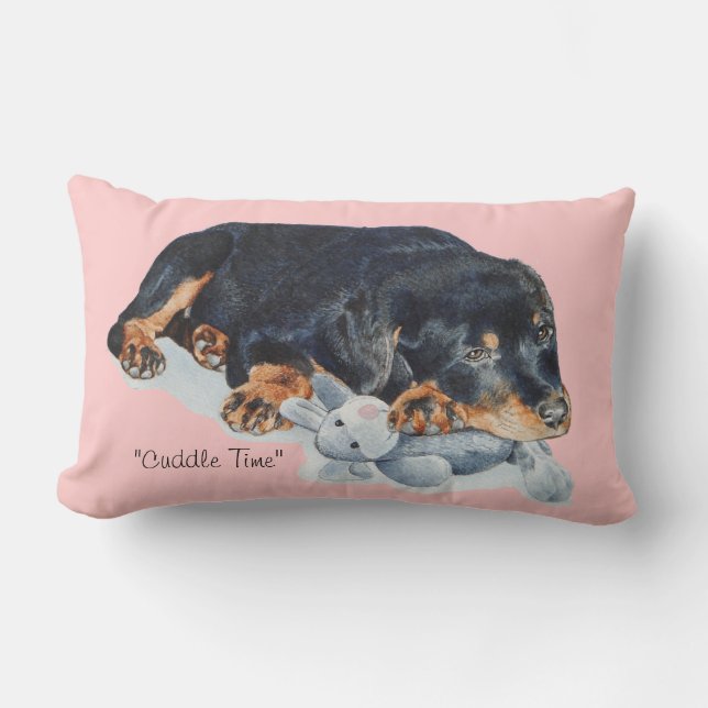 Coussin Rectangle image de rottweiler de caresse de nounours de (Recto)