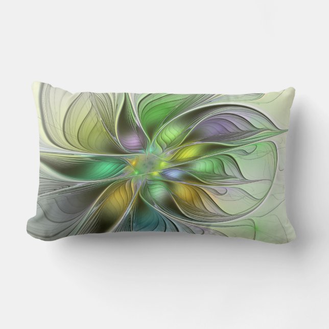 Coussin Rectangle Imaginaire coloré Fleur moderne Abstrait Fractal (Recto)