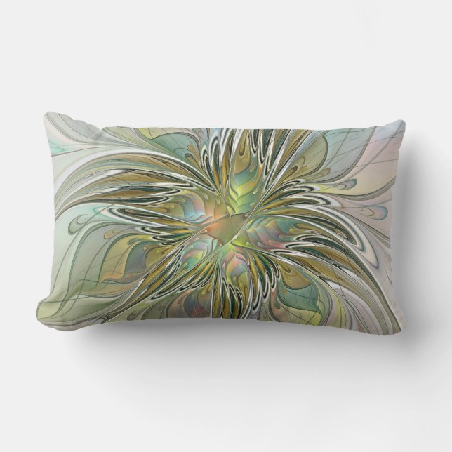 Coussin Rectangle Imaginaire Floral Fleur Art Fractal Moderne Avec O (Recto)