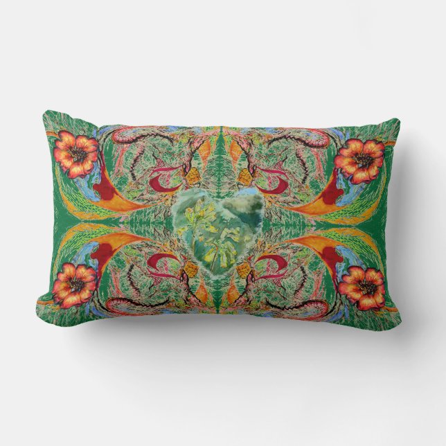 Coussin Rectangle Imaginaire victorien "Mint" par Alexandra Cook (Recto)