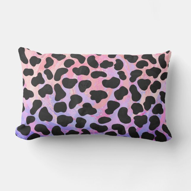 Coussin Rectangle Impression Dalmatien noir et rose (Recto)