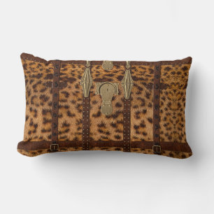 Coussin Rectangle Impression d'animal de jaguar tribal en cuir vinta