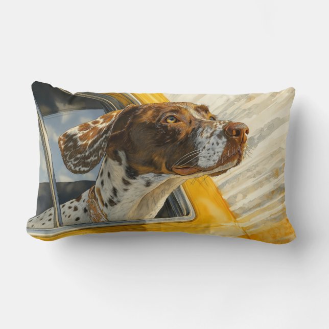 Coussin Rectangle Impression d'art Chien Tacheté en Promenade en Voi (Recto)