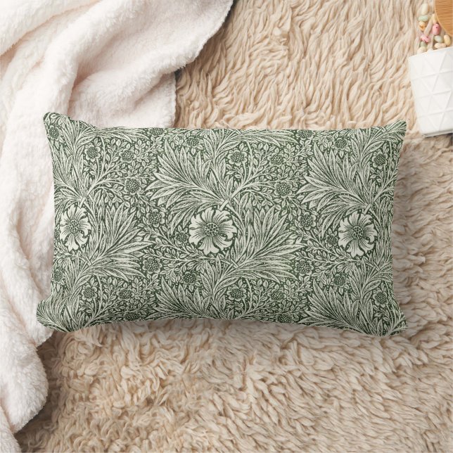 Coussin Rectangle Impression d'art floral vert souci de William Morr (Couverture)