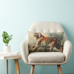 Coussin Rectangle Impression d'art naturaliste du tigre royal du Ben