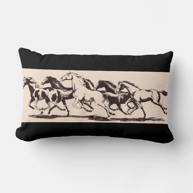 Coussin Rectangle impression de chevaux sauvages (Recto)
