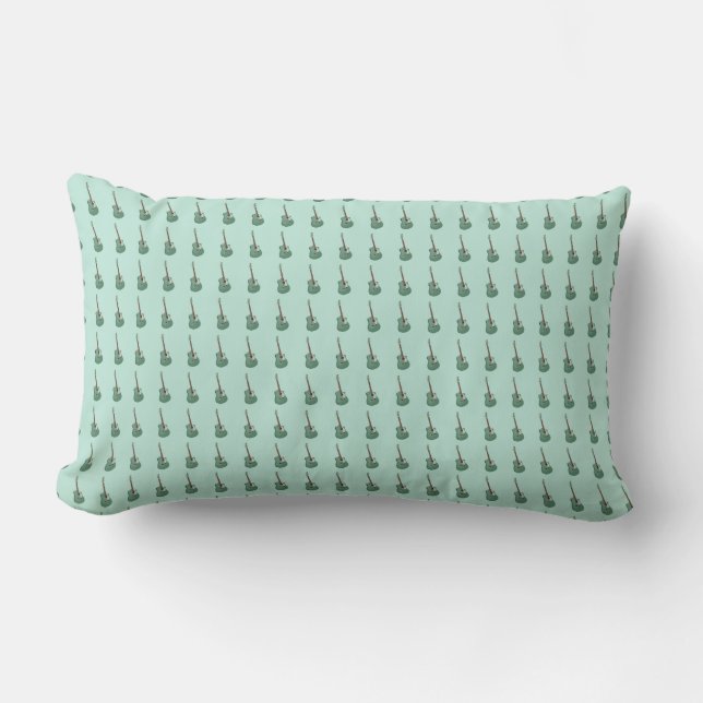 Coussin Rectangle Impression de guitare omniprésente sur vert menthe (Recto)