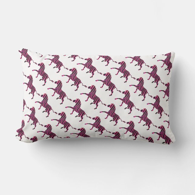 Coussin Rectangle Impression de silhouette de zèbre noir et rose vif (Recto)