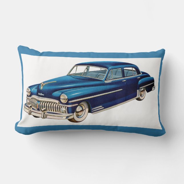 Coussin Rectangle Impression DeSoto bleue 1950 (Recto)