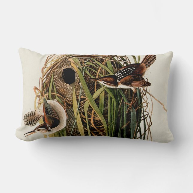 Coussin Rectangle Impression d'oiseau Troglodyte des marais de John  (Recto)