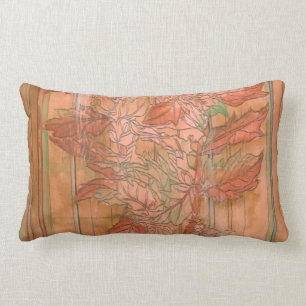 Coussin Rectangle Impression florale orange moderne sur l'arrière -