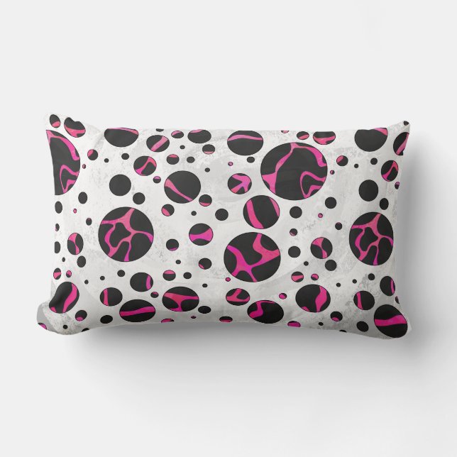 Coussin Rectangle Impression girafe rose vif et noir (Recto)