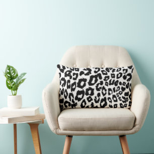 Coussin Rectangle Impression léopard noir et blanc moderne