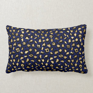 Coussin Rectangle Impression Navy et Gold Cheetah