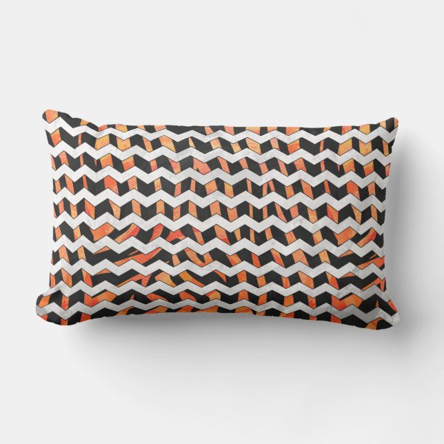 Coussin Rectangle Impression noire et orange Zebra (Recto)