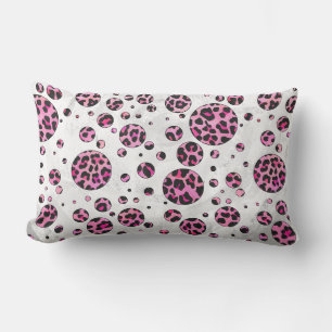 Coussin Rectangle Impression taches de léopard noir et rose vif