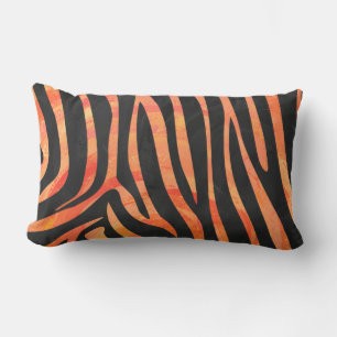 Coussin Rectangle Impression zèbre noir et orange