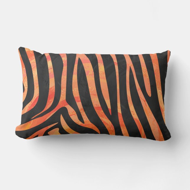 Coussin Rectangle Impression zèbre noir et orange (Recto)