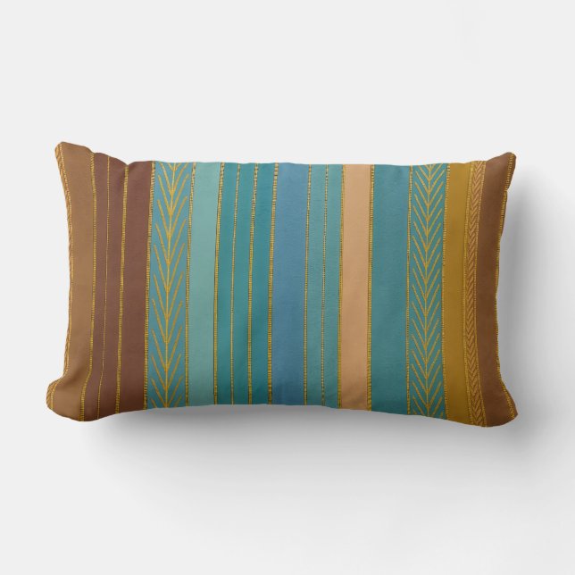 Coussin Rectangle Imprimé de rayures futuristes du milieu du siècle (Recto)
