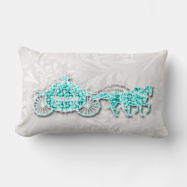 Coussin Rectangle Imprimé diamant sarcelle carrosse princesse/Damask (Recto)