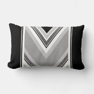 Coussin Rectangle Imprimé rayé métallisé gris et noir en diagonale