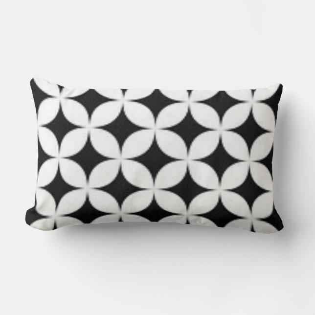 Coussin Rectangle Imprimé tendance noir et blanc floral Voir les éto (Recto)