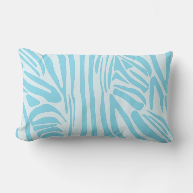 Coussin Rectangle Imprimé zèbre bleu et blanc gras (Recto)