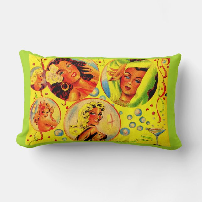 Coussin Rectangle Imprimerie de filles glamour des années 1940 (Recto)