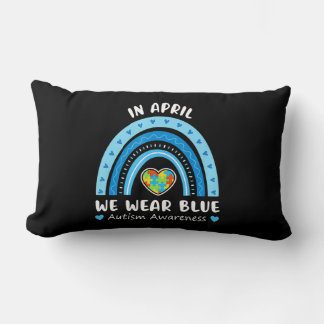 Coussin Rectangle In April We Wear Blue Rainbow Autism Awareness Puz
