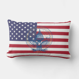 Coussin Rectangle Inauguration Donald Trump Logo American Flag USA