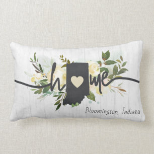 Coussin Rectangle Indiana State Personnalisé Your Home City Rustic