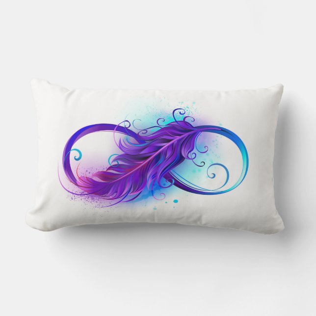 Coussin Rectangle Infini avec plume violette (Recto)