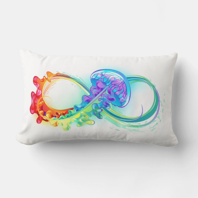 Coussin Rectangle Infinity avec Rainbow Jellyfish (Recto)