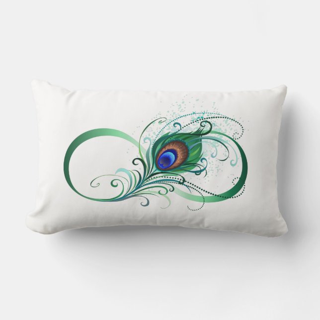 Coussin Rectangle Infinity Symbol with Peacock Feather (Recto)