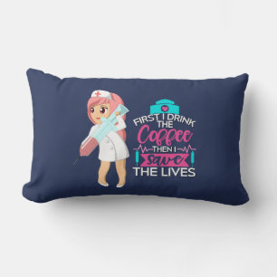 Coussin Rectangle Infirmière amusante qui dit avec une grande aiguil