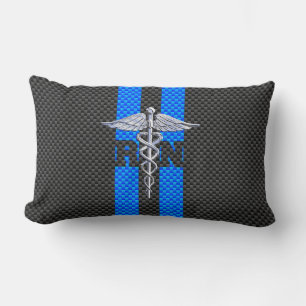 Coussin Rectangle Infirmière inscrite RN Caduceus Carbon Fiber Style