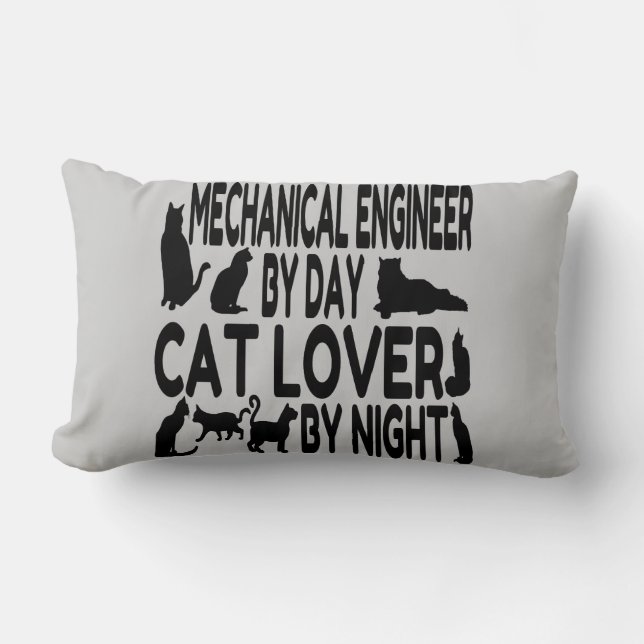 Coussin Rectangle Ingénieur mécanique Amoureux des chats (Recto)