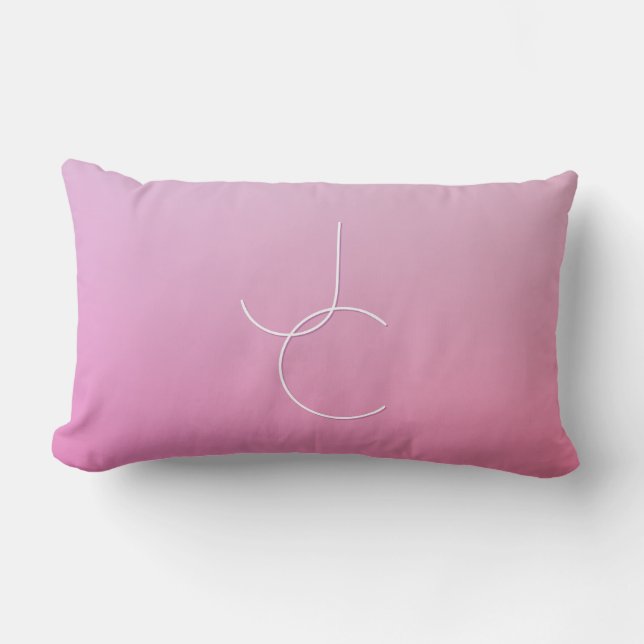 Coussin Rectangle Initiales de chevauchement modernes 2 | Ombre rose (Recto)