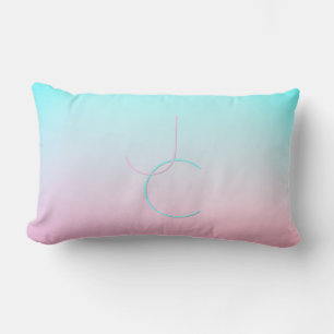 Coussin Rectangle Initiales de chevauchement modernes 2 Rose turqu