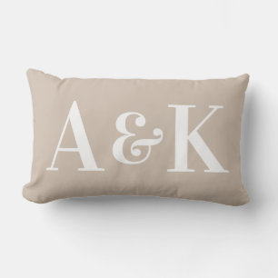 Coussin Rectangle Initiales de gros monogrammes sur couleur solide