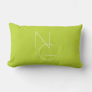 Coussin Rectangle Initiales superposées Modern 2 Vert citron