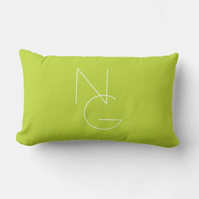 Coussin Rectangle Initiales superposées Modern 2 | Vert citron (Recto)