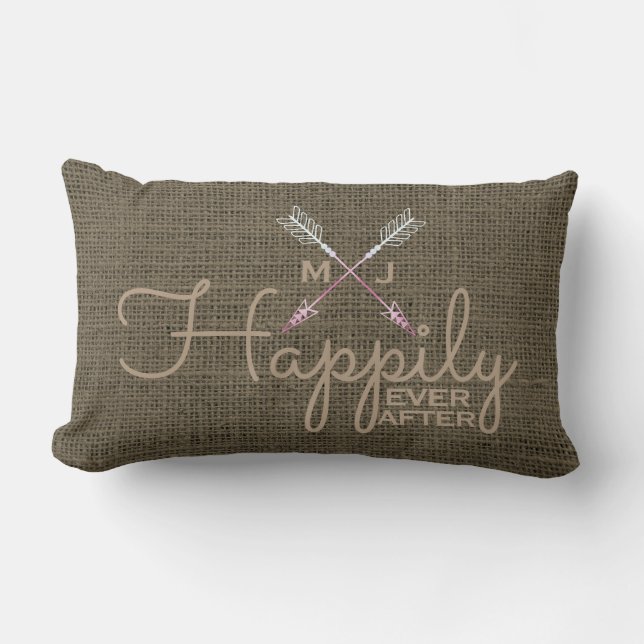 Coussin Rectangle Initiales tribales de flèches épousant le Taupe (Recto)