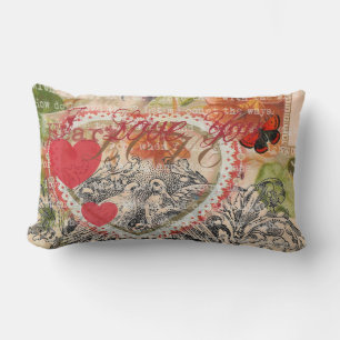 Coussin Rectangle Inséparables Heart Red Art Collage