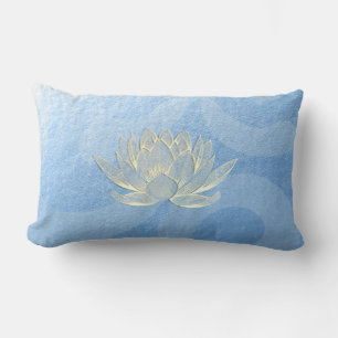 Coussin Rectangle Instructeur de méditation Blue Gold Lotus Yoga Stu